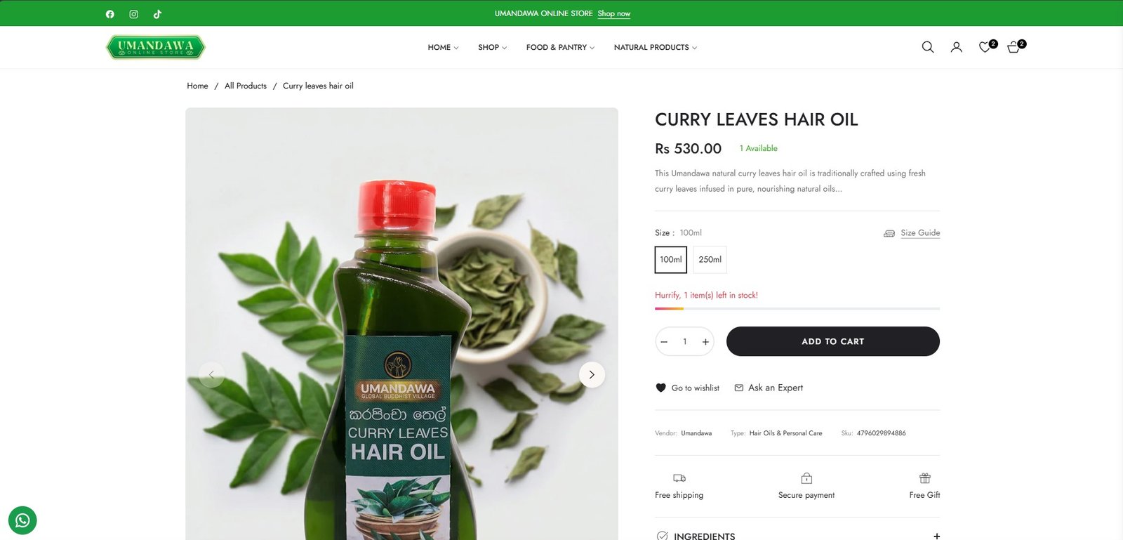 New Shopify product pages for Umandawa Online Store